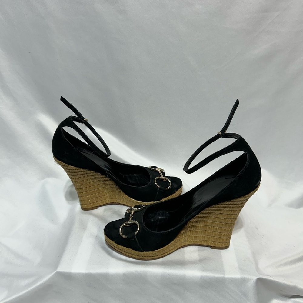GUCCI espadrilles wedges with horsebit design and ankle strap. Size 8. B… - Picture 10 of 15